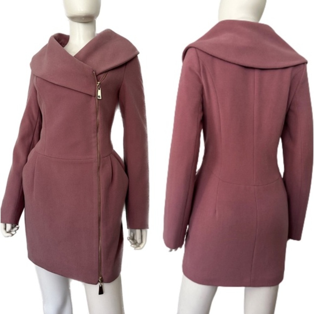 🔥SALE🔥WOMEN WINTER WOOL COAT ASYMMETRIC ZIPPED FRONT SHAWL COLLAR LINED JACKET